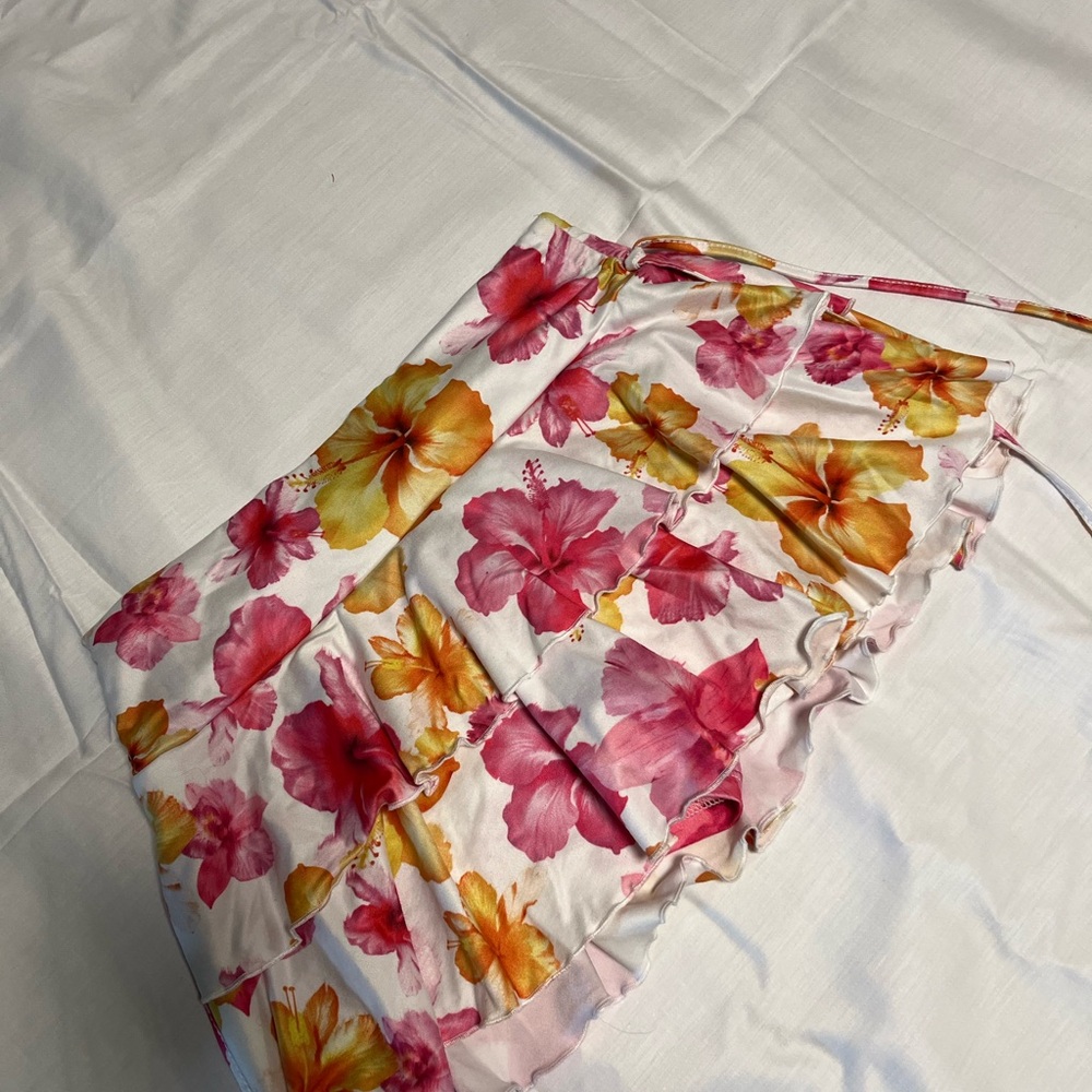 SHEIN Pink and Yellow Skorts Vibrant Floral Design